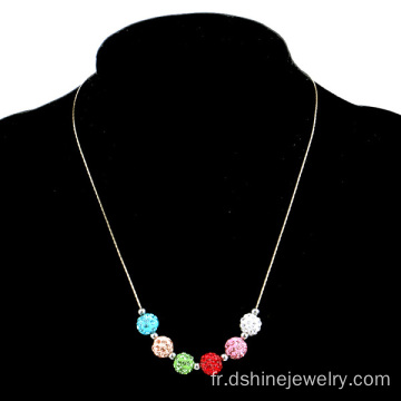 Multi couleur argile Shamballa Choker perles Chain Necklace